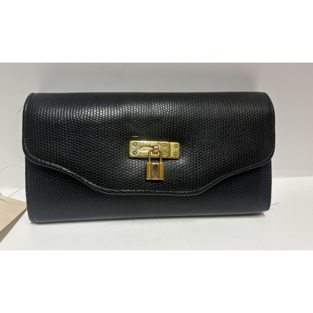 Vintage SEARS Black‎ Wallet New with tags checkbook gold trim